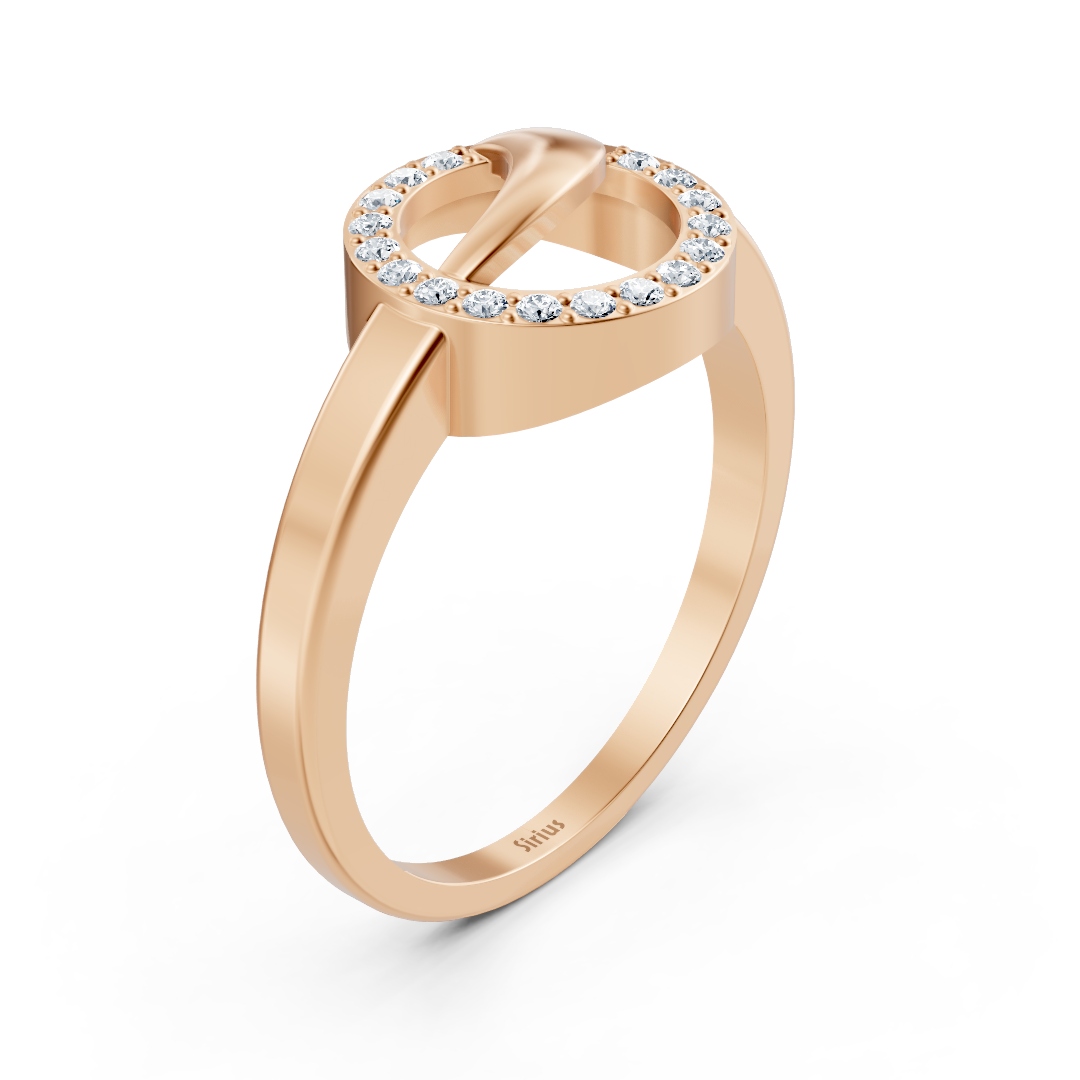 Bague moderne cercle diamant en or rose 14K