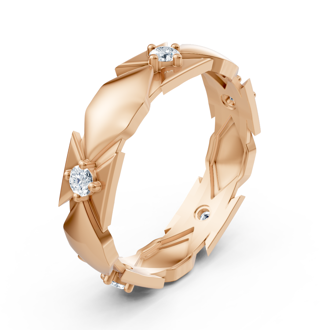 Bague en diamant exclusive en or rose avec design moderne