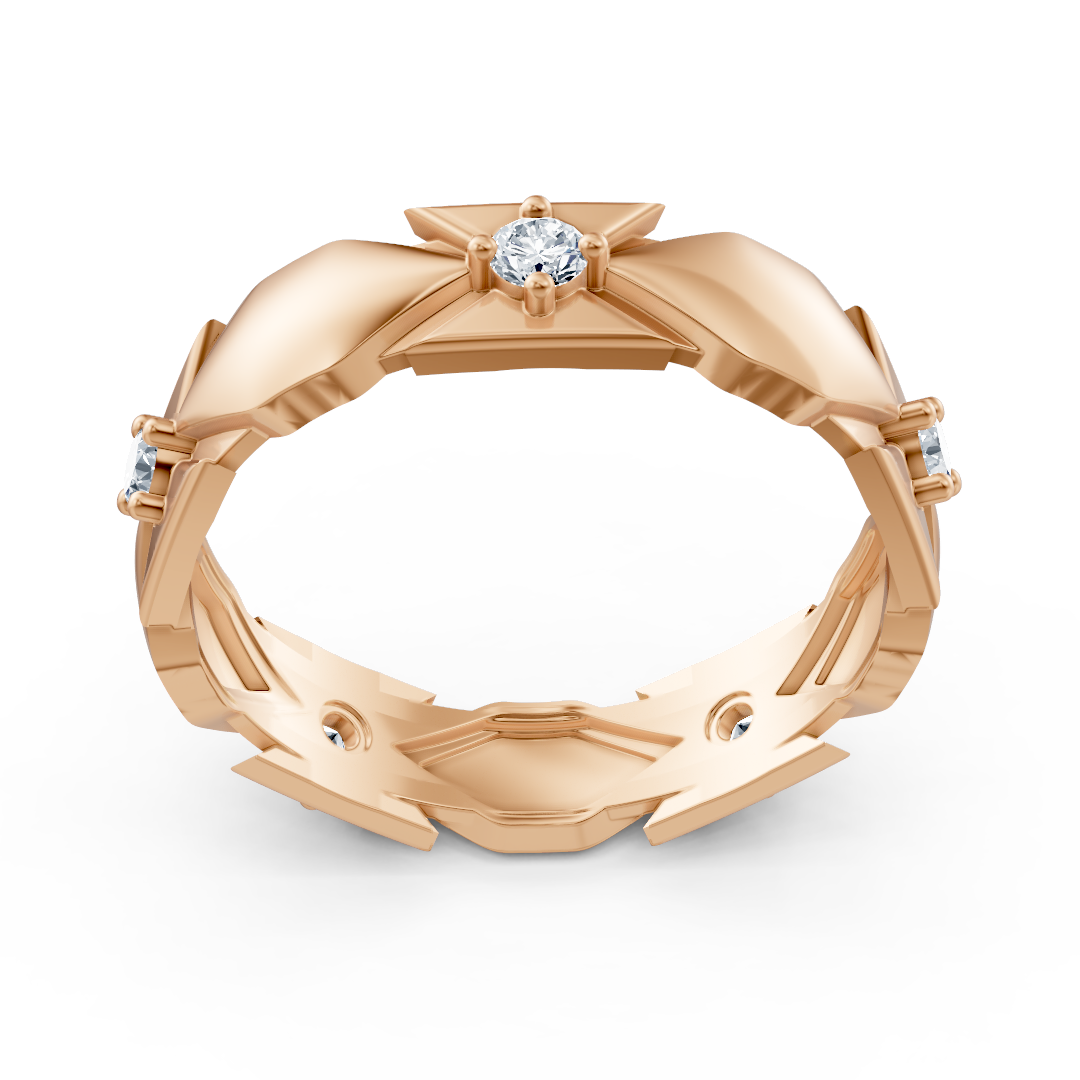 Bague en diamant exclusive en or rose avec design moderne
