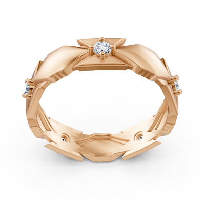 Bague en diamant exclusive en or rose avec design moderne