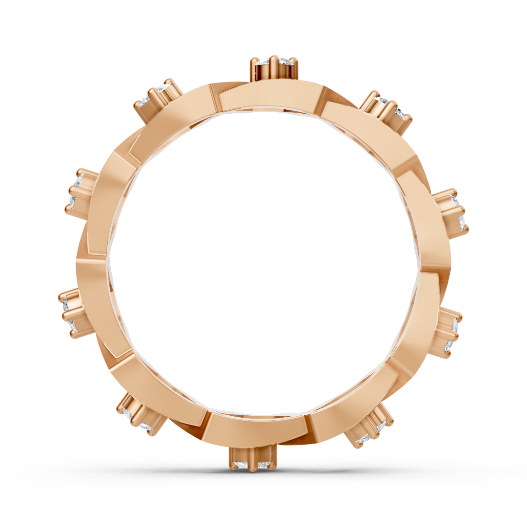 Bague en or rose 14K avec 35 diamants de laboratoire en sertissage griffes