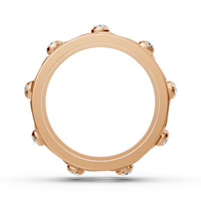 14K rose gold ring with 8 lab diamonds in bezel setting