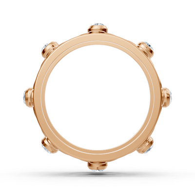 14K rose gold ring with 8 lab diamonds in bezel setting