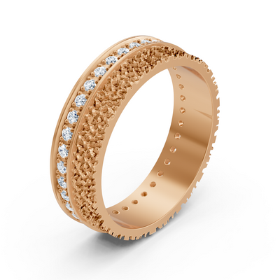 Bague élégante en or rose avec 36 diamants – 1,30 mm, 0,360 carat, or 14 carats