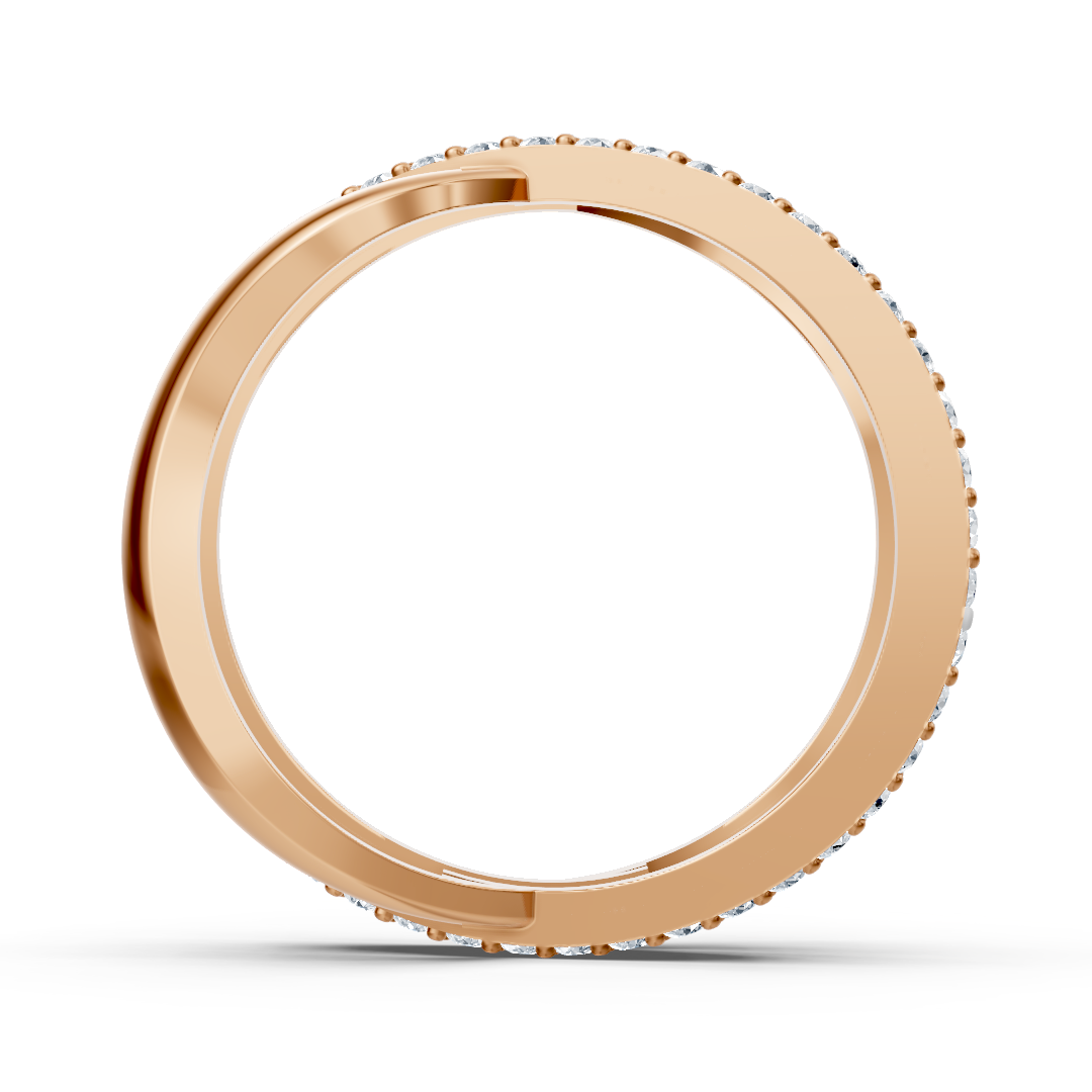 Rose gold ring in a wave design with 90 lab-grown diamonds - high-quality Jewelry from Rosy Lab Diamonds