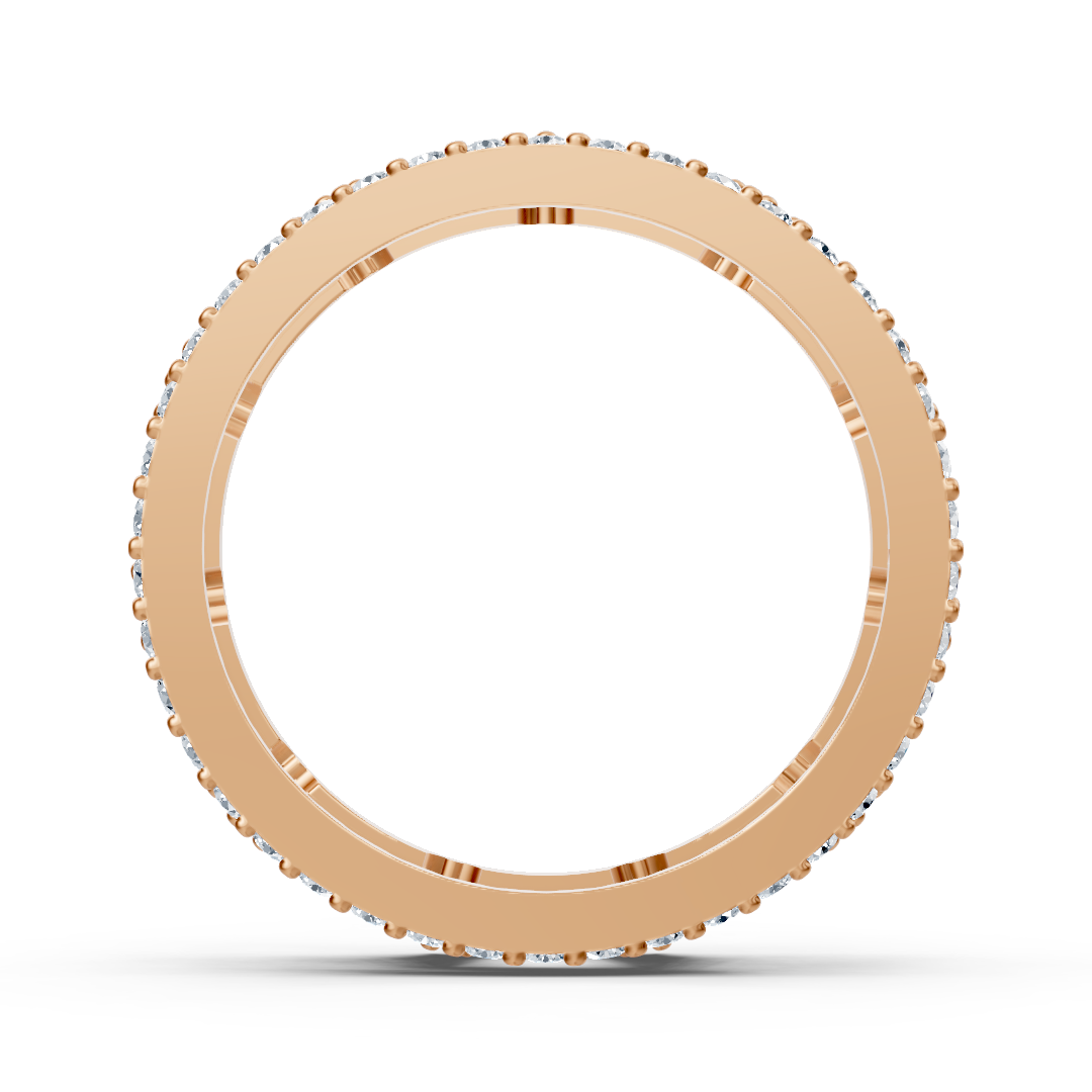 Bague architecturale en or rose avec diamants de laboratoire en deux tailles