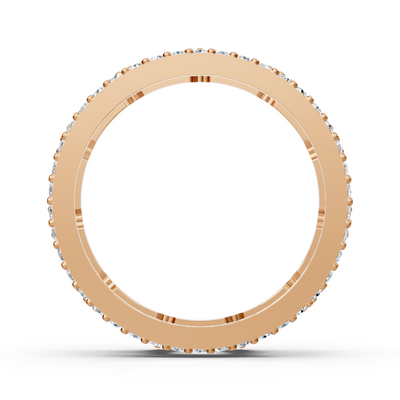 Bague architecturale en or rose avec diamants de laboratoire en deux tailles
