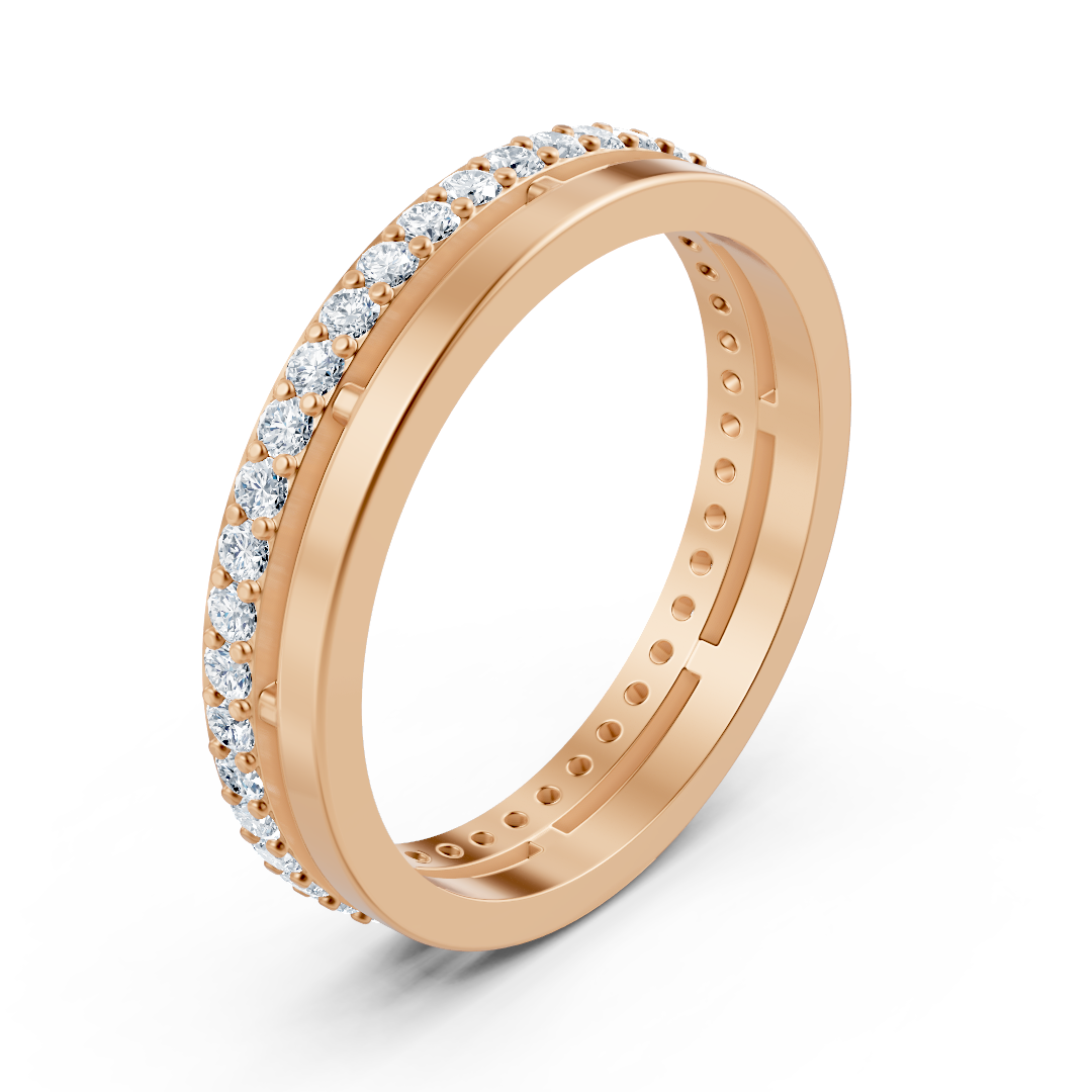 Délicueuse bague en or rose avec 42 diamants de laboratoire en Taille Brillant Rond – des Bijoux haut de gamme de Rosy Lab Diamonds