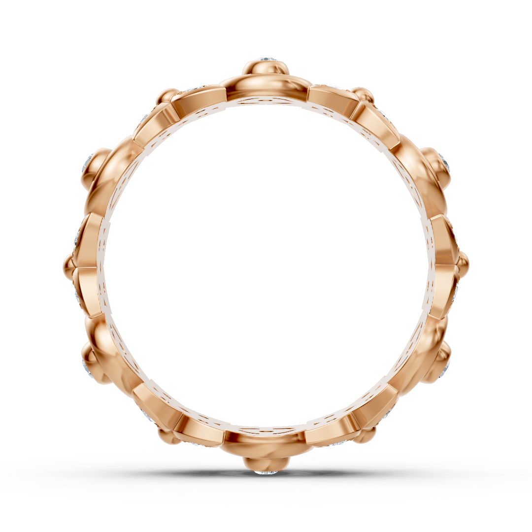 Bague en diamant rose doré avec structure florale et diamants de laboratoire