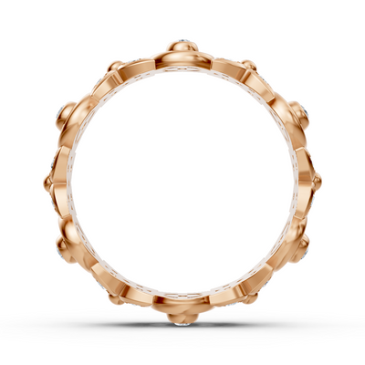 Bague en diamant rose doré avec structure florale et diamants de laboratoire