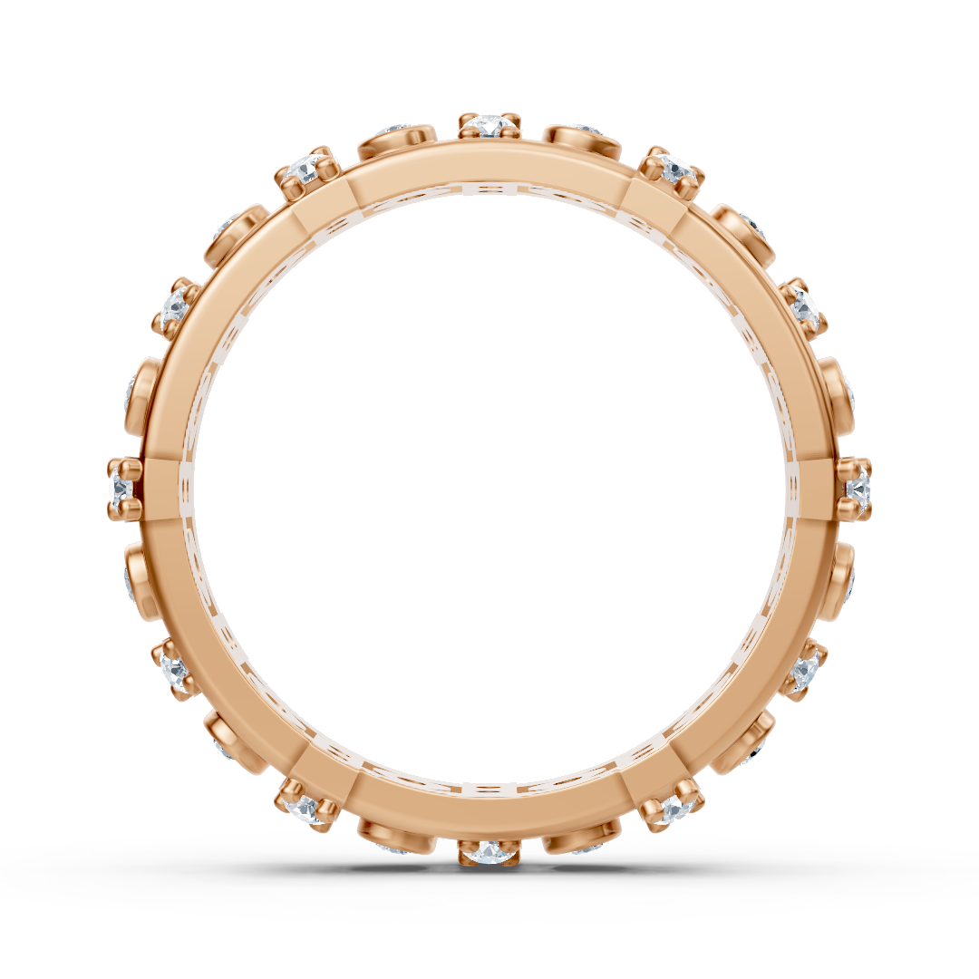 Diamond ring with bezel and prong setting in rose gold – 0.552 carat