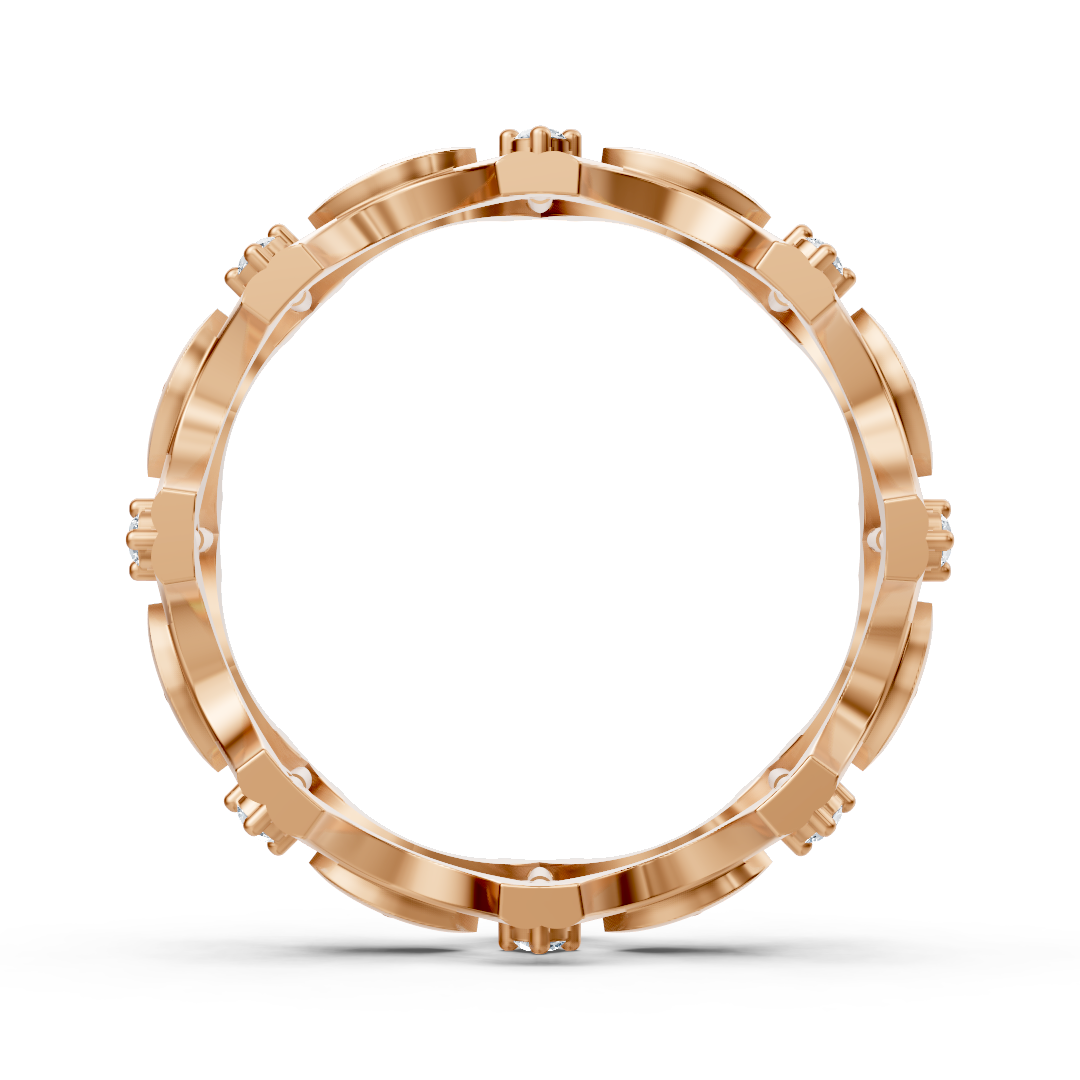 Open diamond ring in rose gold with floral elements – 0.272 carat