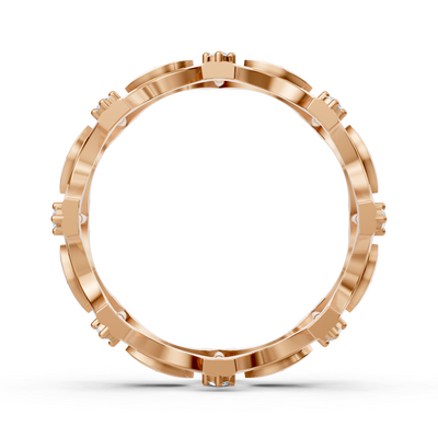 Open diamond ring in rose gold with floral elements – 0.272 carat