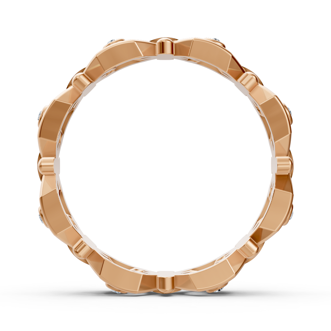 Rose gold ring with floral motifs and lab diamonds – 0.048 carat