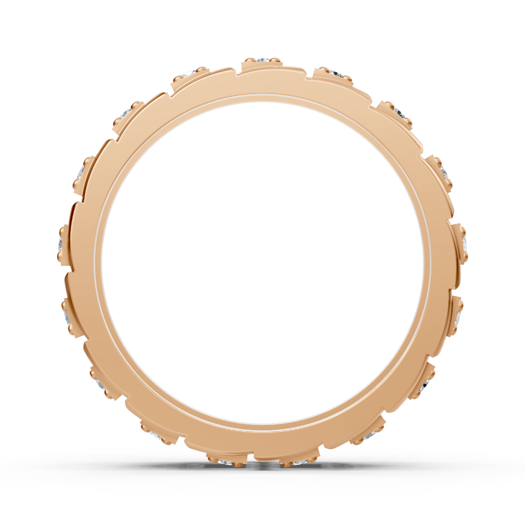 Bague en or rose avec 17 diamants de laboratoire – Design délicat en 14K