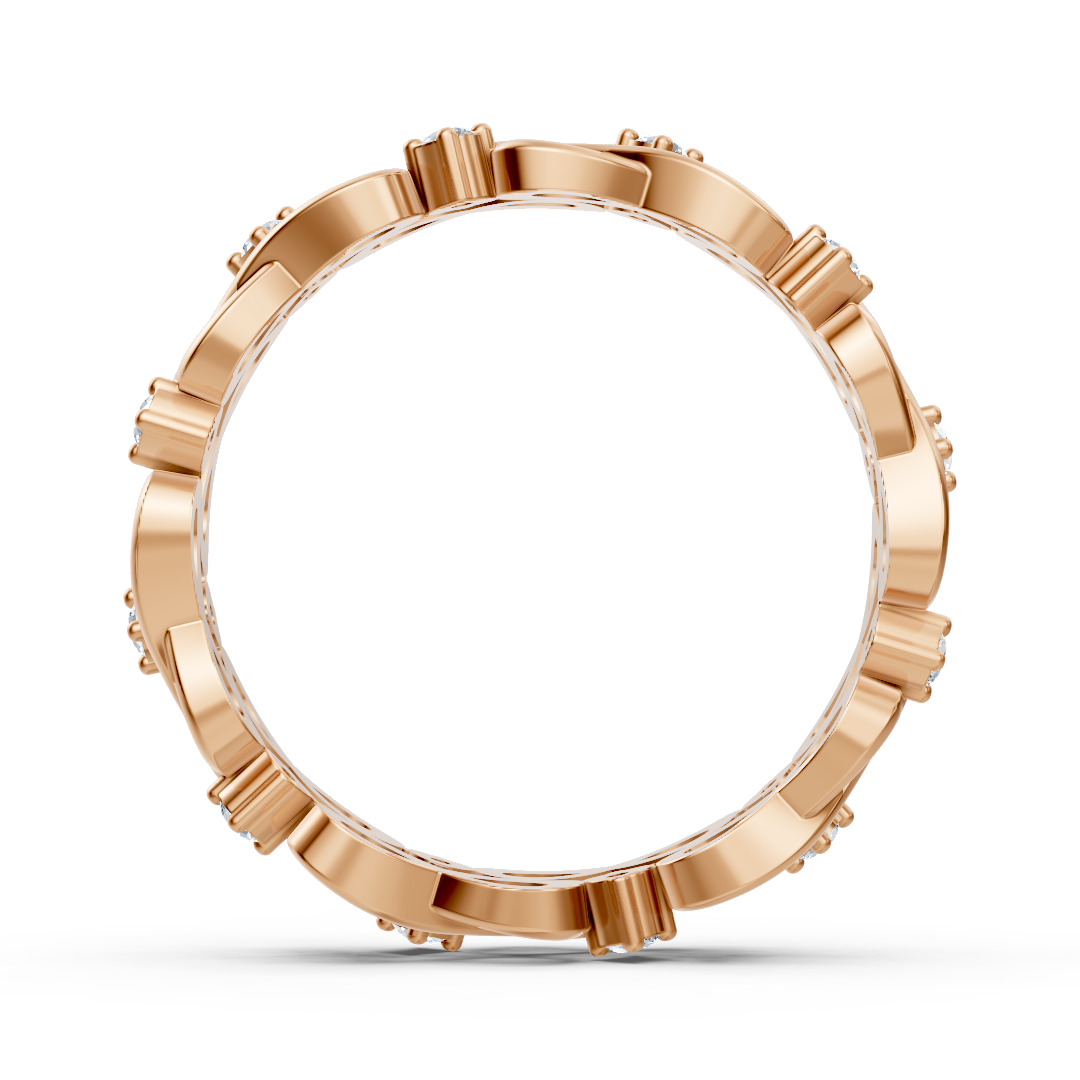 Rose gold ring with infinity symbols and 12 lab diamonds – 14K