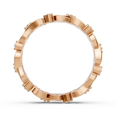 Rose gold ring with infinity symbols and 12 lab diamonds – 14K