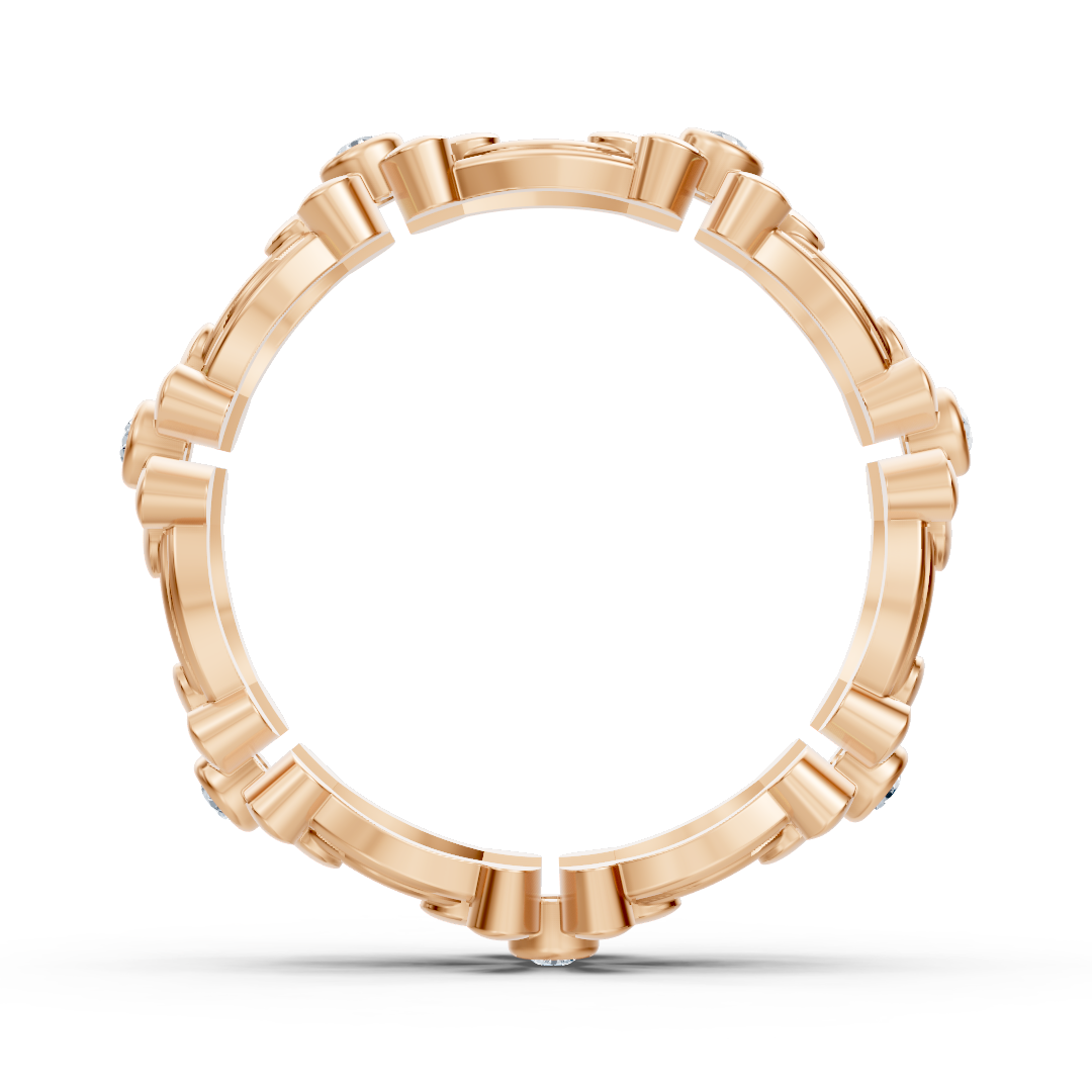 Rose gold flower ring with lab diamonds