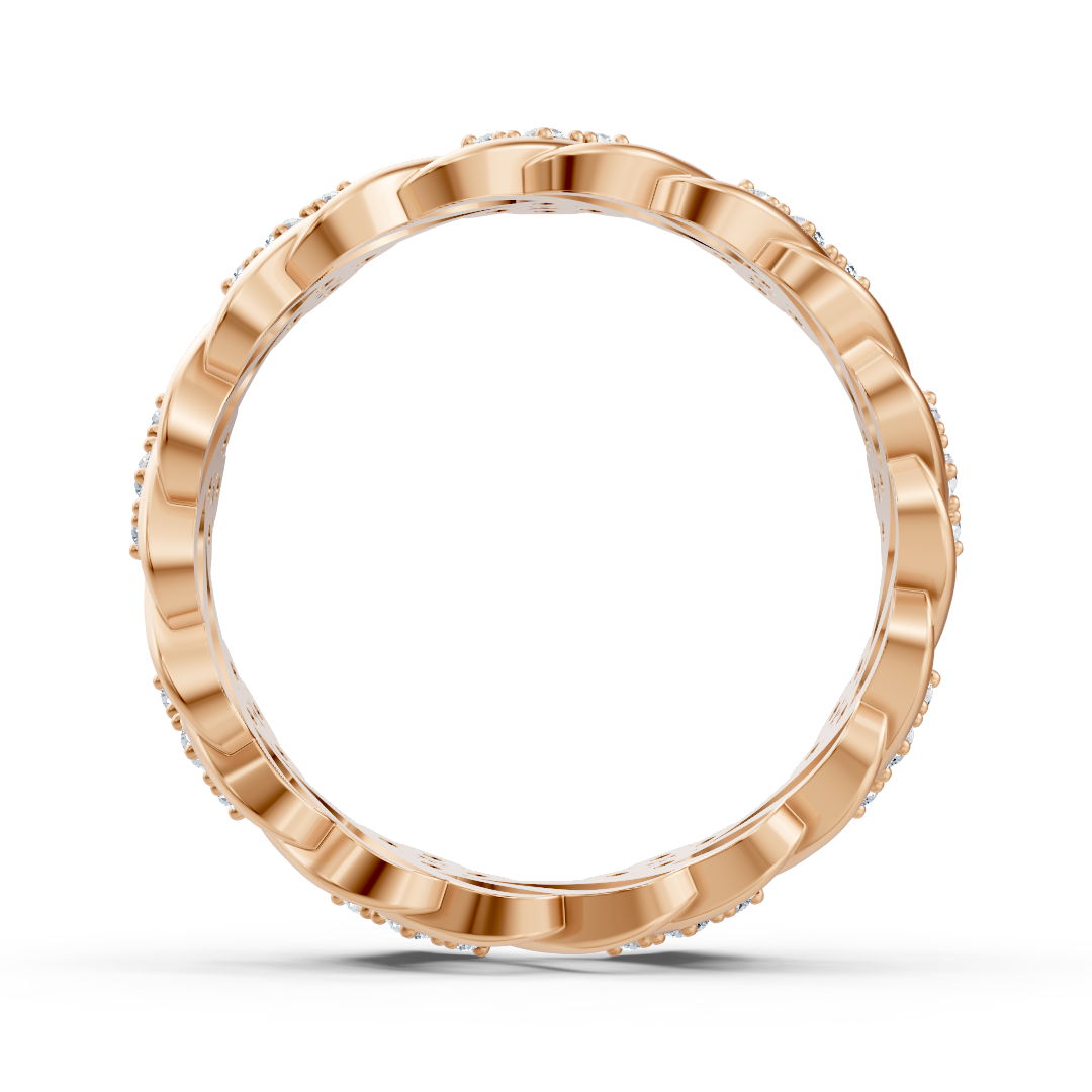 Rose gold ring with floral texture and lab-grown diamonds - high-quality Jewelry by Rosy Lab Diamonds