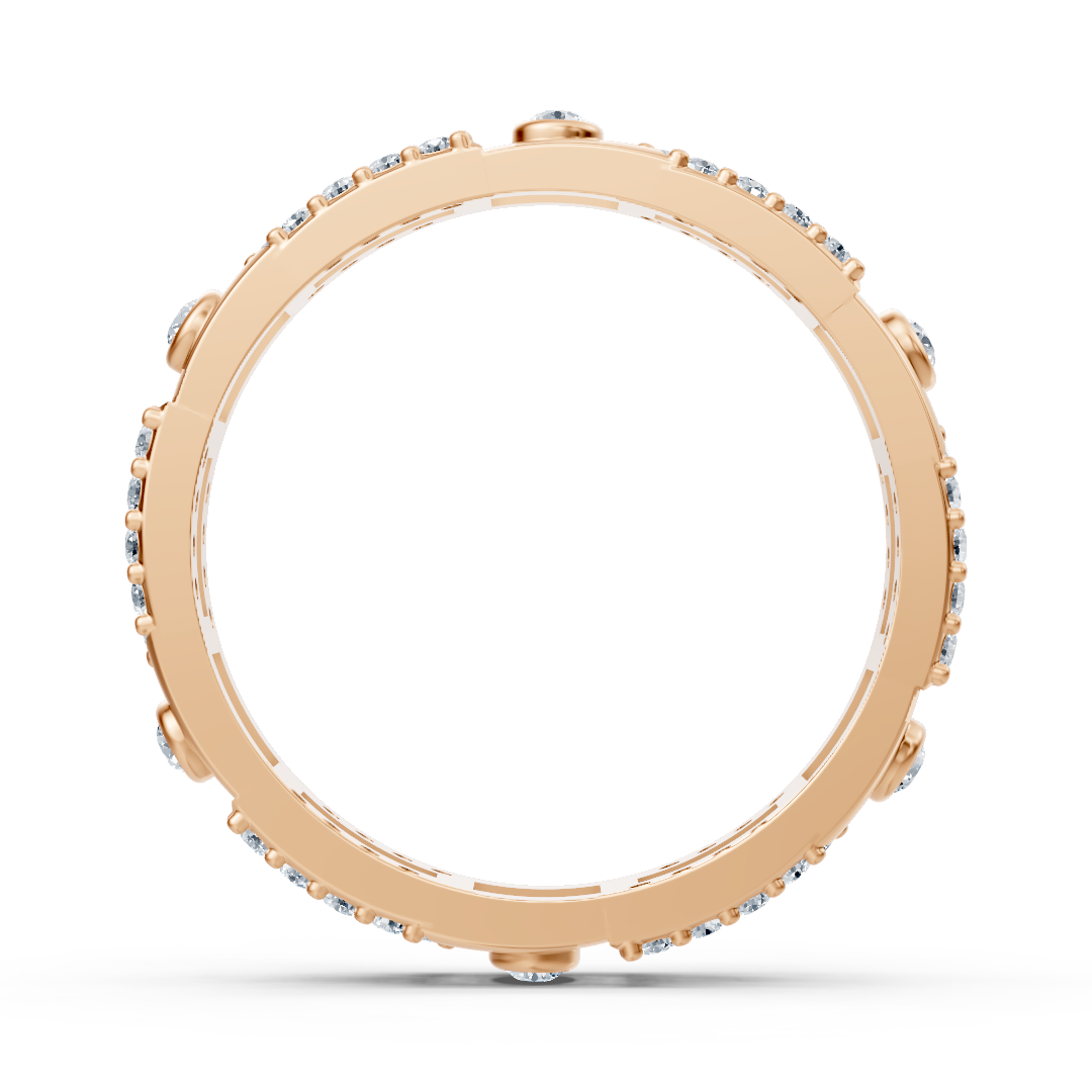 Bague en or rose ornée de diamants de laboratoire et au design architectural – Bijoux haut de gamme de Rosy Lab Diamonds