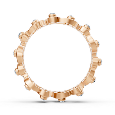 Rose gold ring with lab diamonds and playful ornament structure
