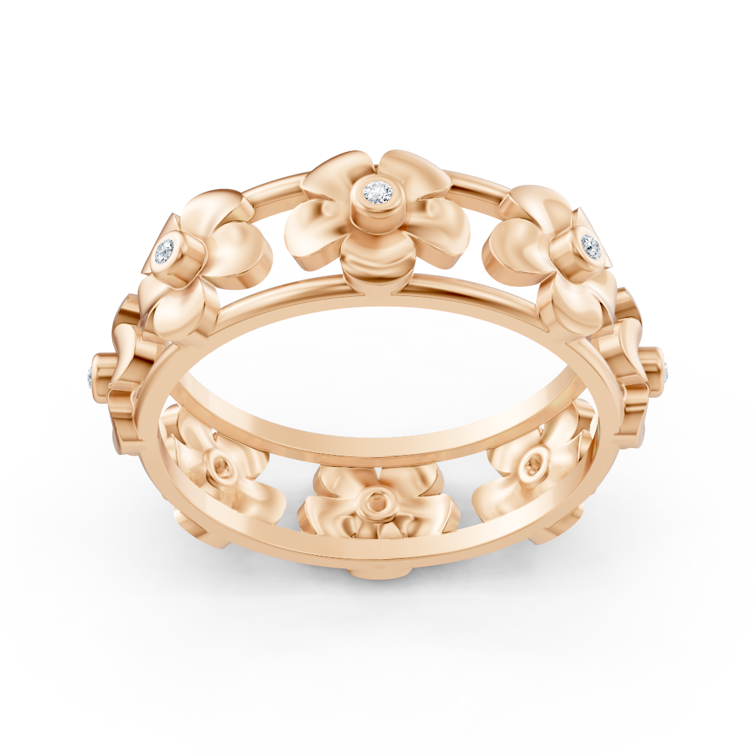 Rose gold ring with floral details and lab-grown diamonds - high-quality Jewelry from Rosy Lab Diamonds