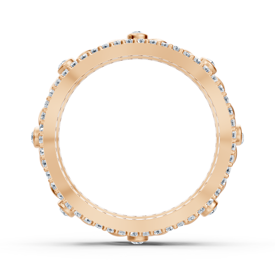 Rose gold ring with floral elements and lab diamonds