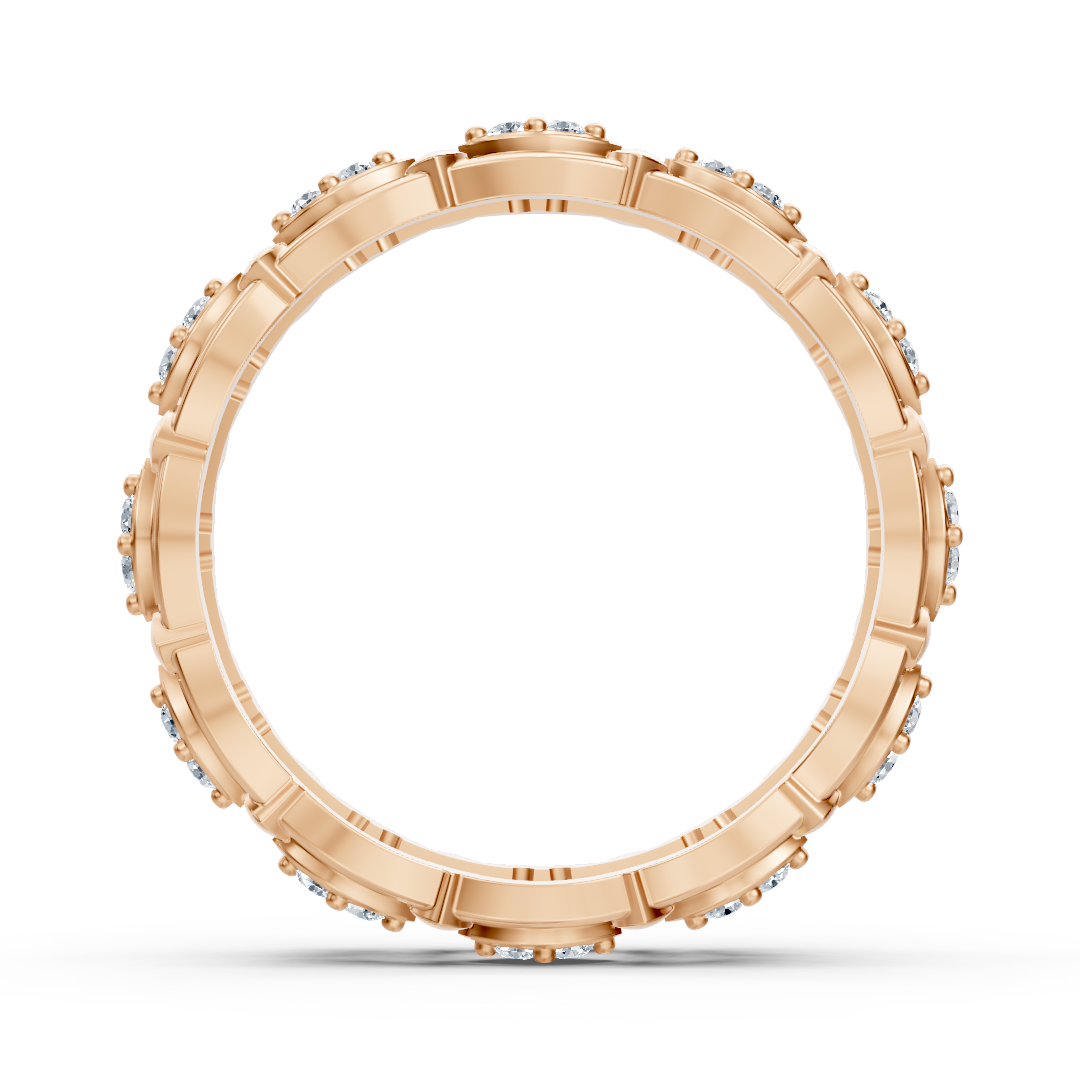 Rose gold ring with marquise-shaped elements and lab diamonds