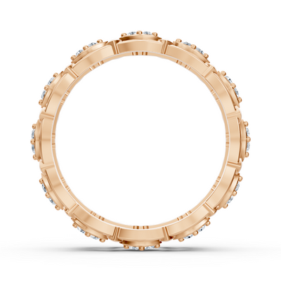 Rose gold ring with marquise-shaped elements and lab diamonds
