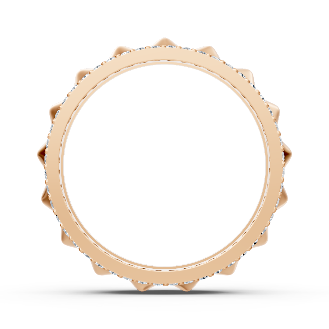 Rose gold ring with studded texture and lab diamonds