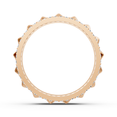 Rose gold ring with studded texture and lab diamonds