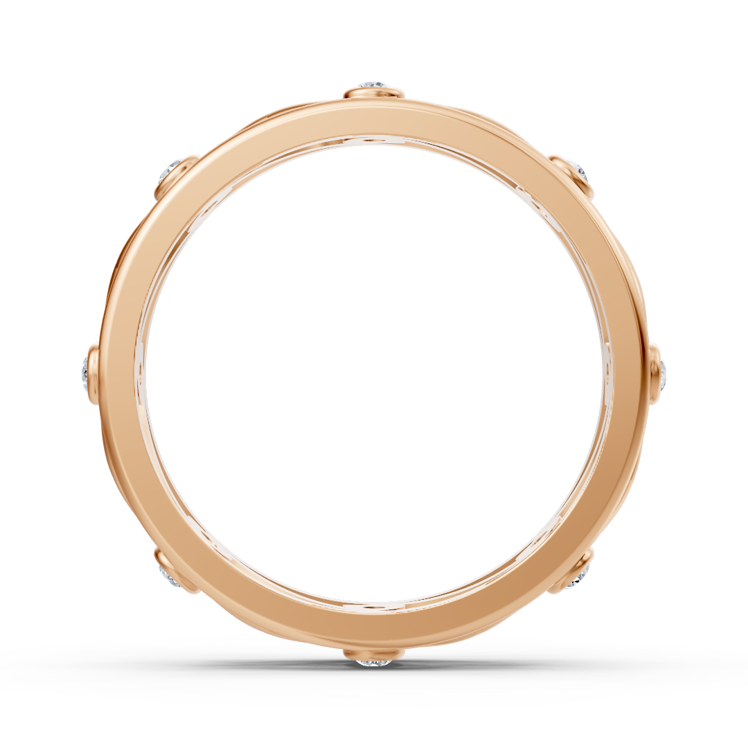 Delicate braided ring with lab diamonds in rose gold 