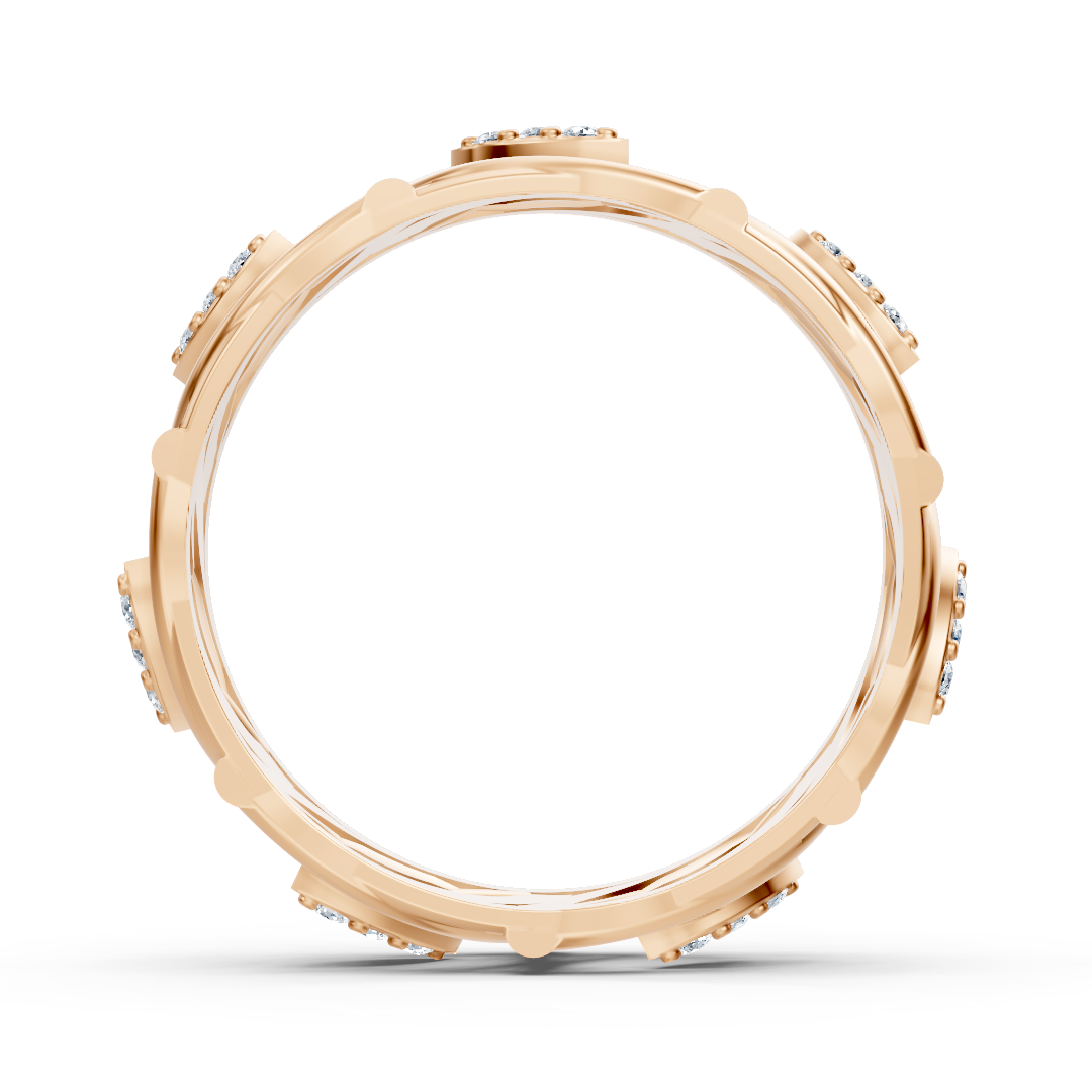 Rose gold ring with curved design and lab diamonds
