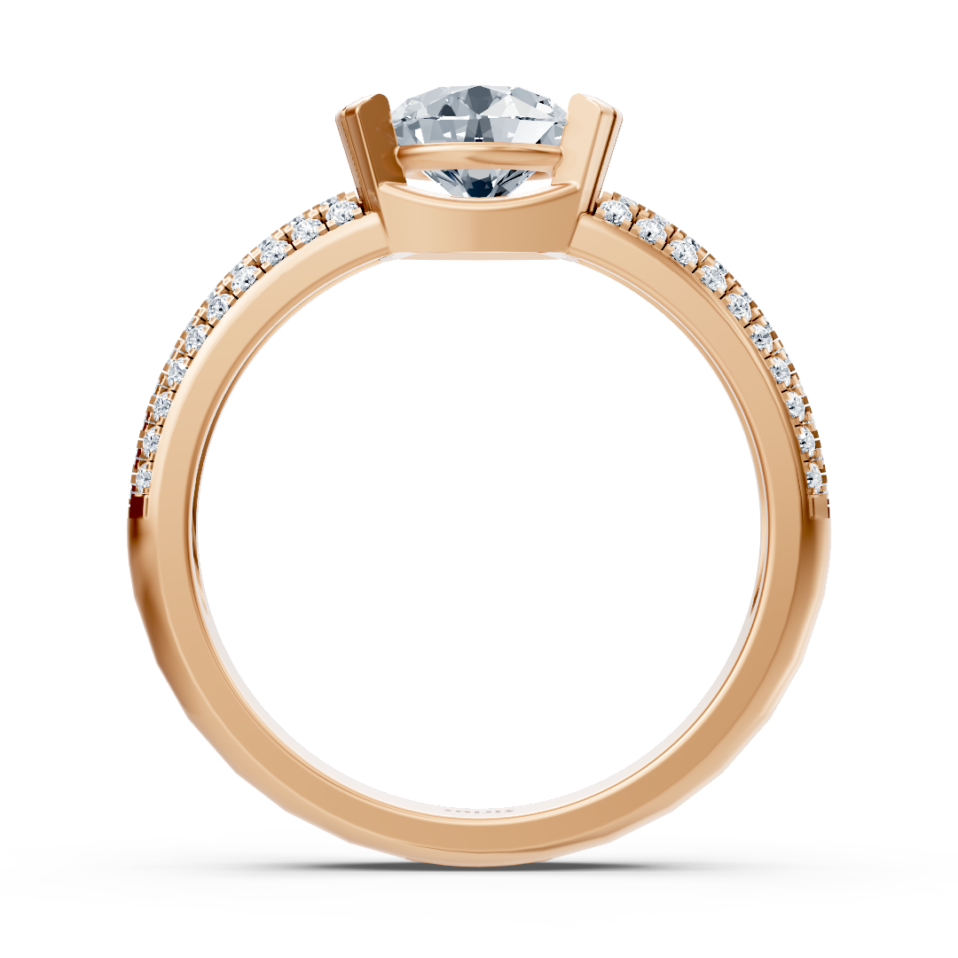 Rose gold ring with channel setting and modern lab diamond design