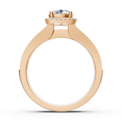 Rose gold ring with princess cut and halo lab diamond