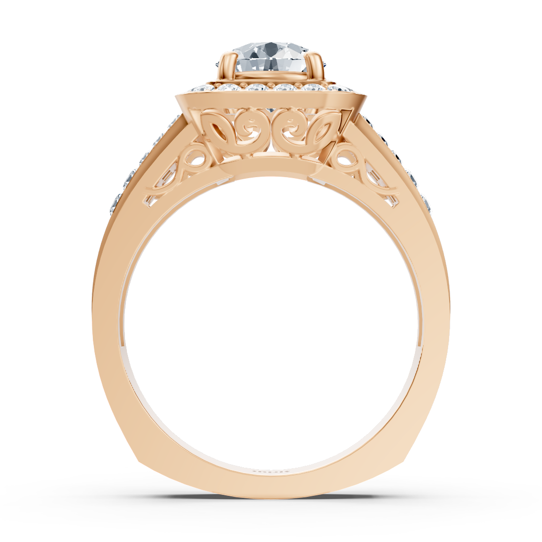 Rose gold ring with princess-cut and square halo setting featuring lab-grown diamonds - high-quality Jewelry from Rosy Lab Diamonds