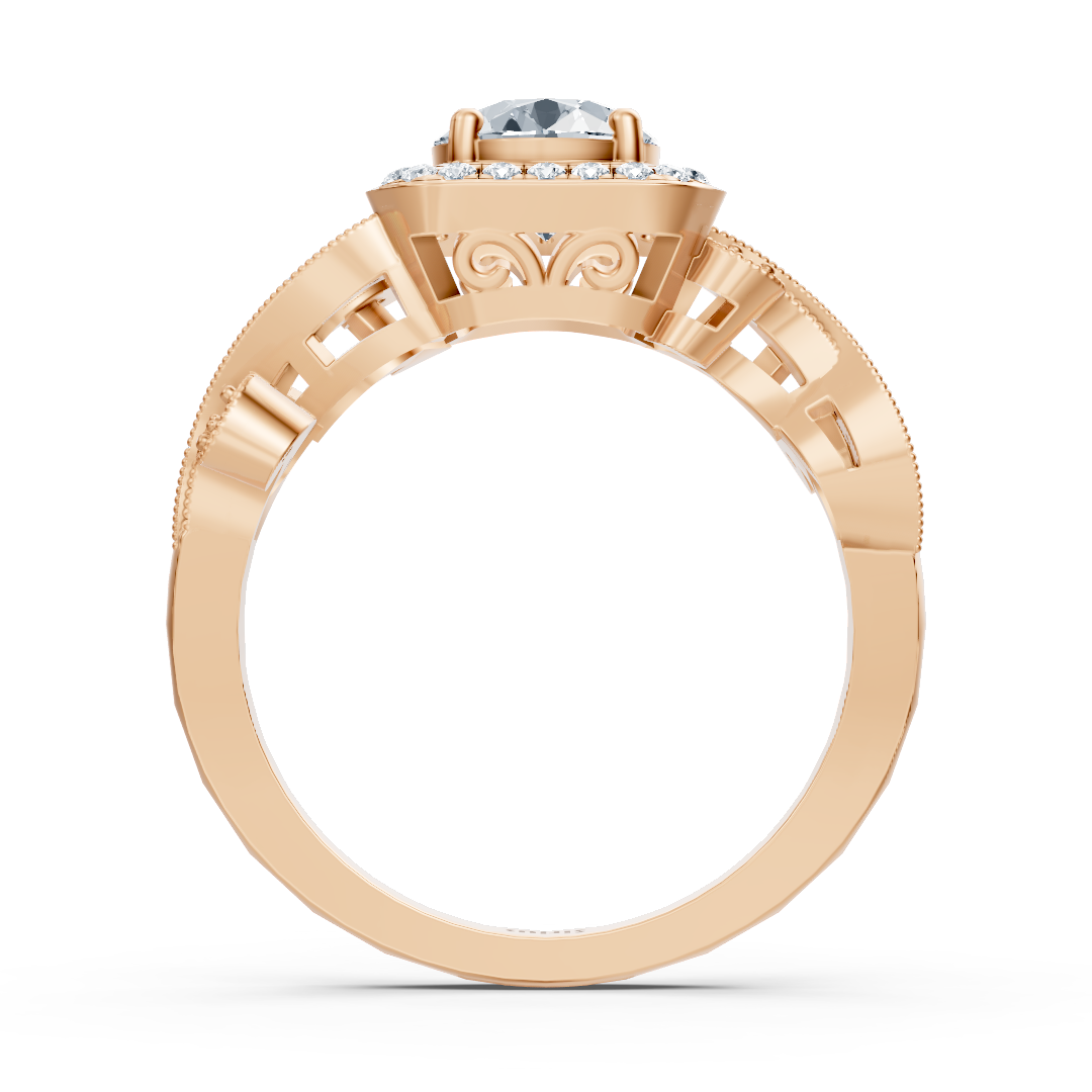 Roségold-Diamantring im Barockstil mit Pavé-Fassung – 14K Verlobungsring