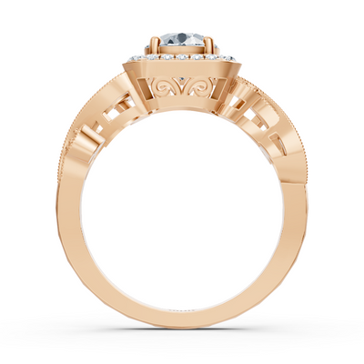 Roségold-Diamantring im Barockstil mit Pavé-Fassung – 14K Verlobungsring