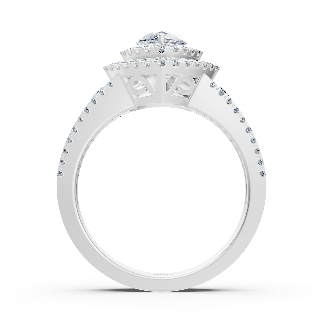 Elegant White Gold ring with lab-grown Diamond and Pear Cut white topaz – high-quality Jewelry from Rosy Lab Diamonds