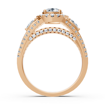 Rose gold ring with white topaz & lab-grown diamonds – triple set