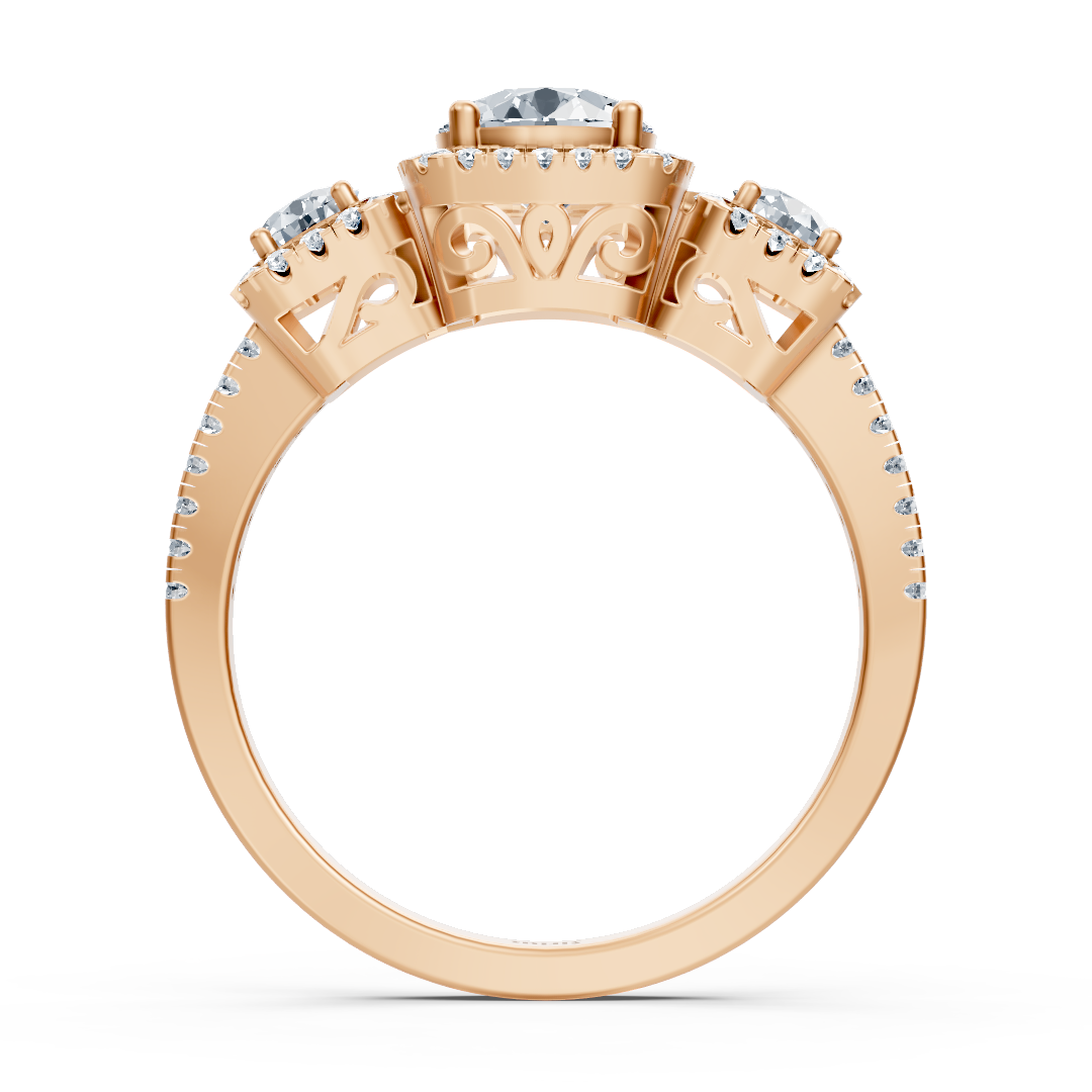 Roségold-Ring mit drei Weißtopasen & laborgezüchteten Diamanten - Trio-Komposition - hochwertiger Schmuck von Rosy Lab Diamonds