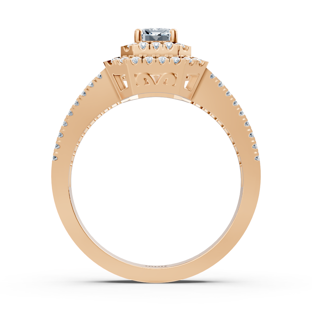 Bague en or rose majestueuse avec Saphir et diamants taille émeraude – Bijoux haut de gamme de Rosy Lab Diamonds