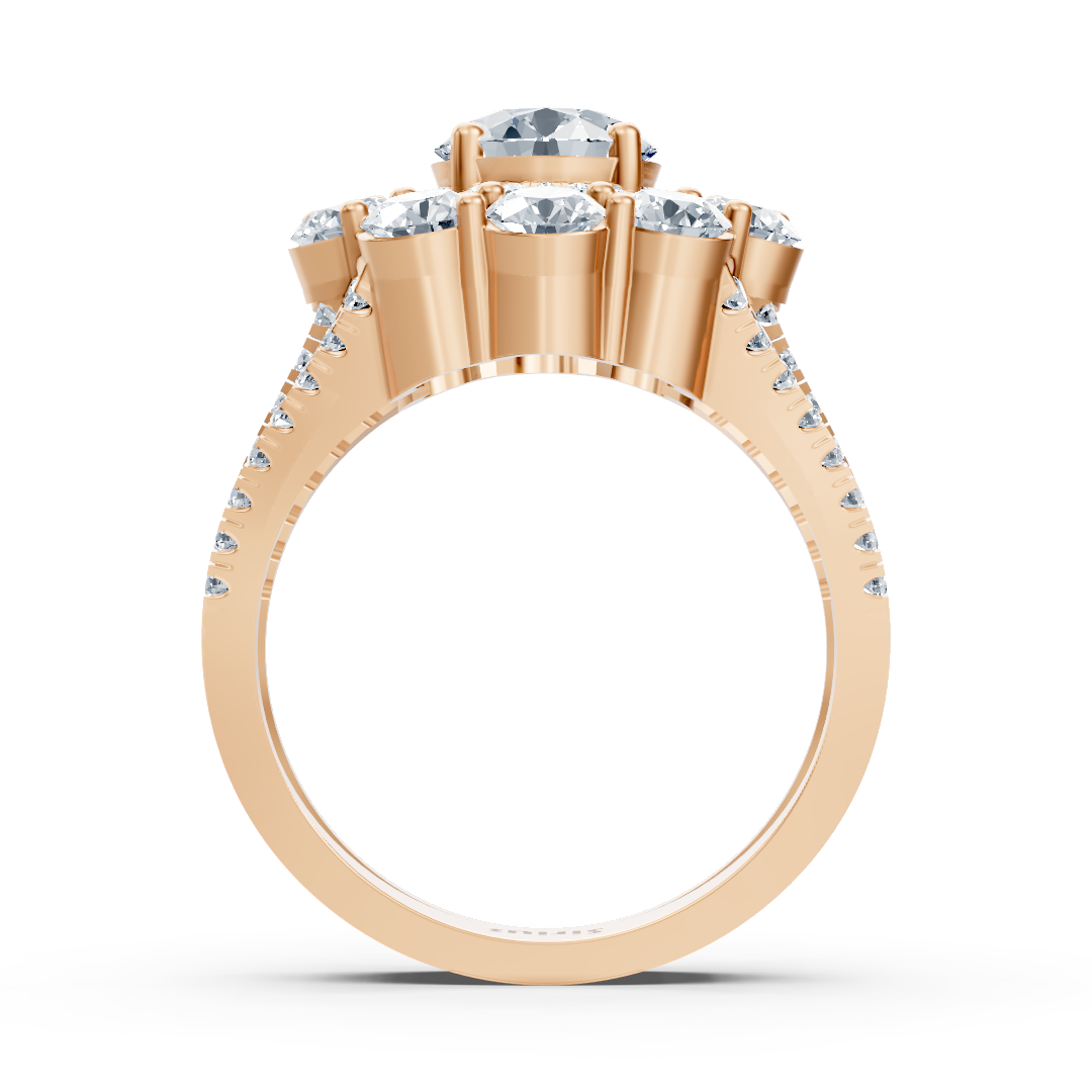 Rose Gold flower ring with white topaz and diamonds – high-quality Jewelry by Rosy Lab Diamonds