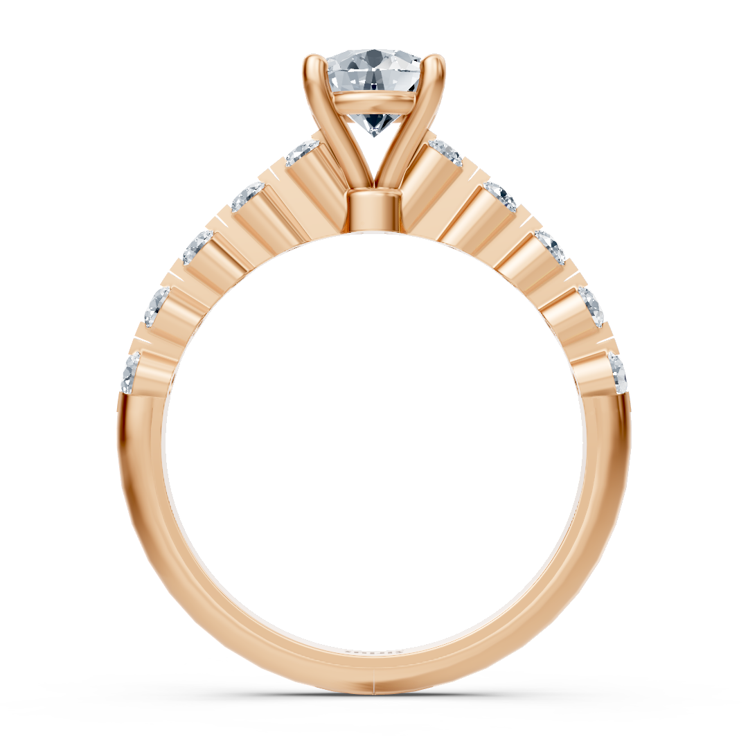 خاتم من ذهب وردي مع ألماس مُصنّع في المختبر بتدرجات وماسة منفردة - مجوهرات فاخرة من Rosy Lab Diamonds