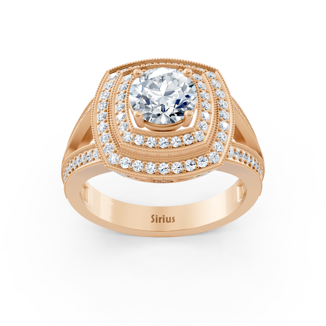 Rose Gold halo ring with white topaz and lab-grown diamonds – high-quality Jewelry by Rosy Lab Diamonds
