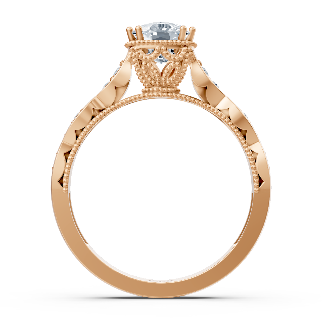 Romantic rose gold ring with cushion white topaz 