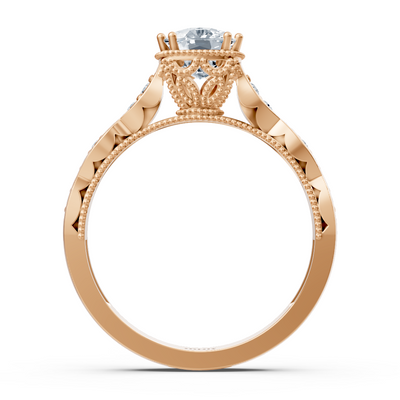 Romantic rose gold ring with cushion white topaz 