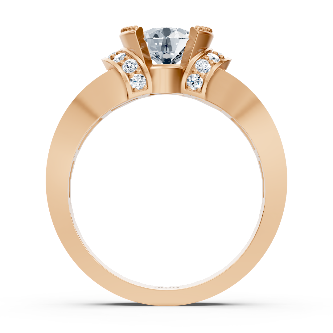 Bague en Or Rose avec topaze blanche et diamants de laboratoire dégradés – Bijoux haut de gamme de Rosy Lab Diamonds