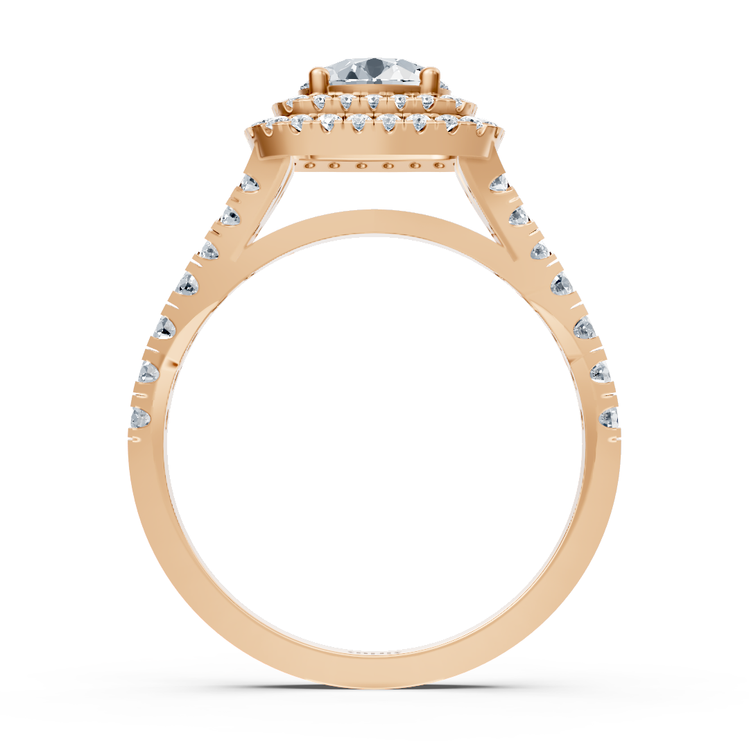 Bague en Or Rose à double halo avec topaze blanche de 1 ct – Bijoux haut de gamme de Rosy Lab Diamonds