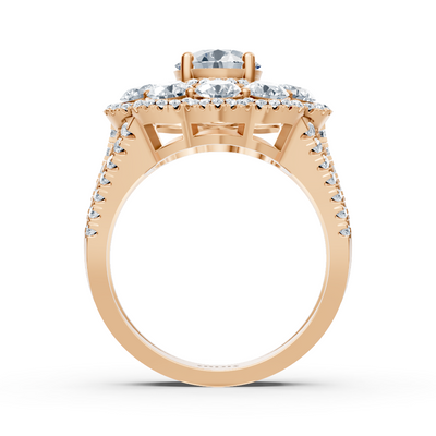 Rose gold cocktail ring with 4.50 ct. lab diamonds & white topaz